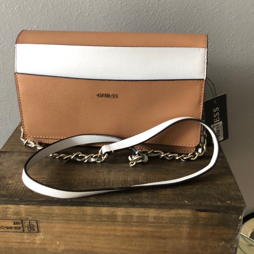 Guess white tan  shoulder bag